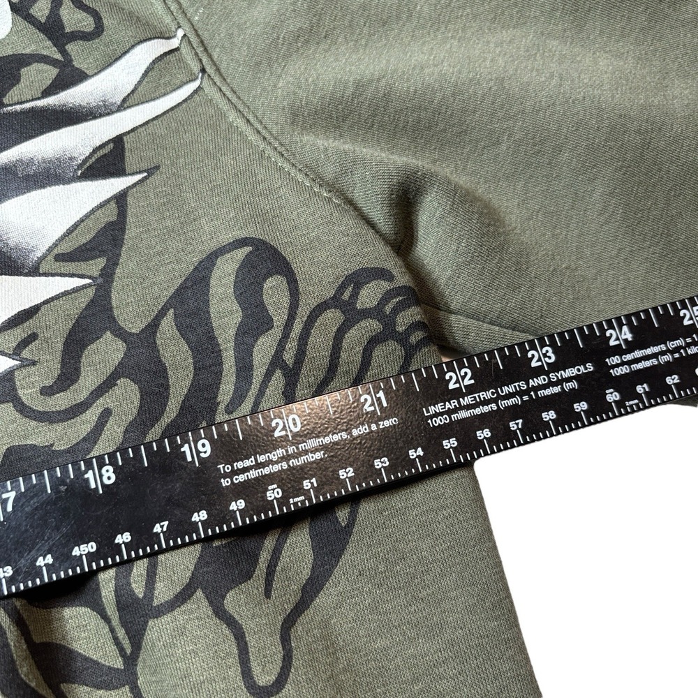 Ed Hardy Dragon Tiger Tattoing Sweatshirt Hoodie Green Men's Large - Picture 6 of 8